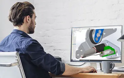 Man on Computer on SolidWorks